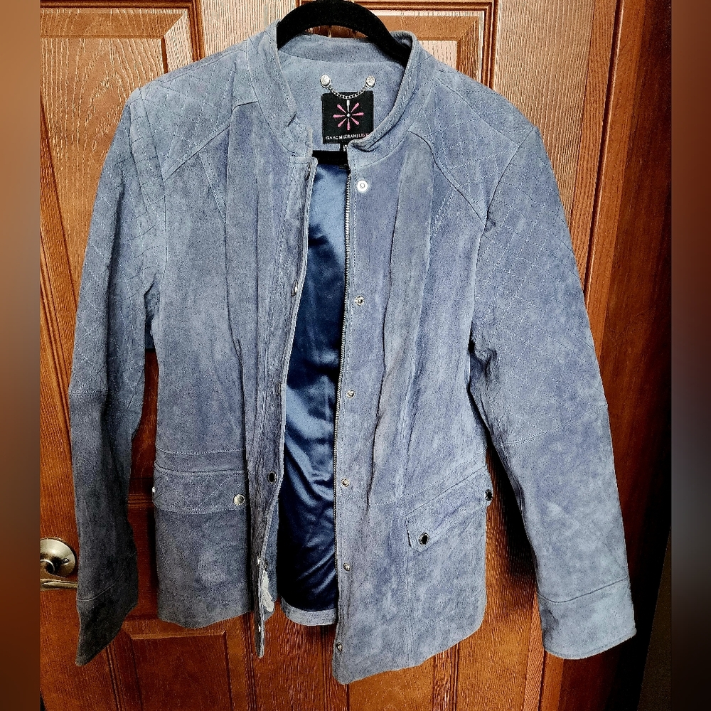 Isaac Mizrahi Suede quilted jacket 14 NWT